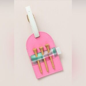 Anthropologie Golf Bag Tea Keeper pink and green plaid